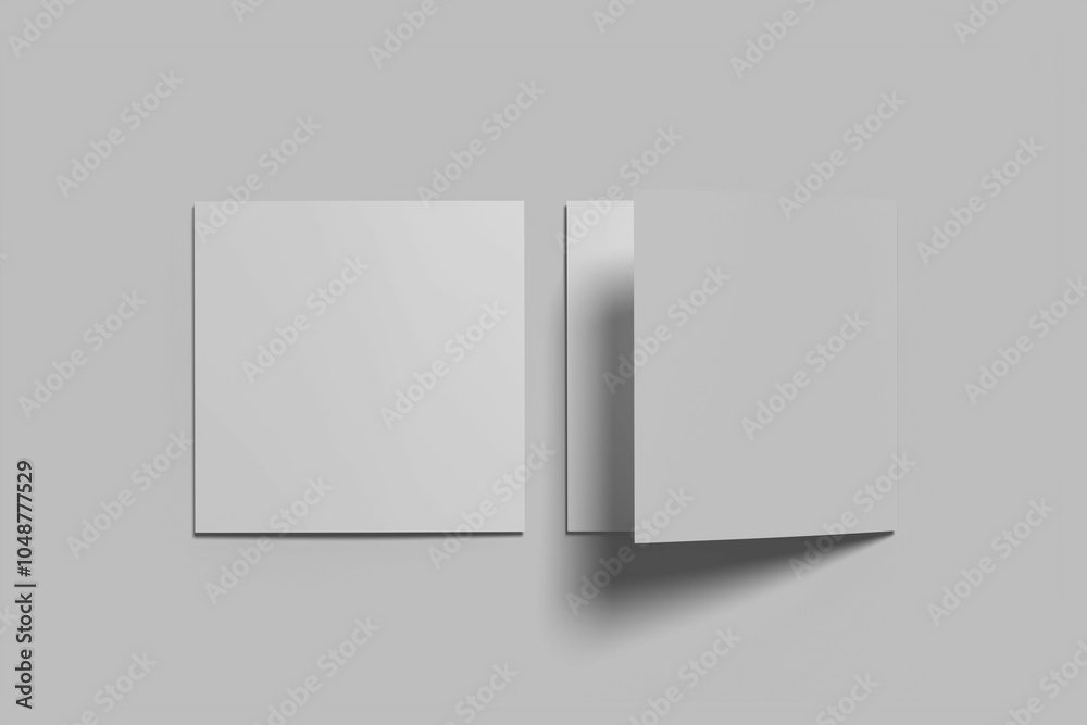 blank double cover square bifold brochure mockup top angle view blank double cover square bifold brochure mockup top angle view