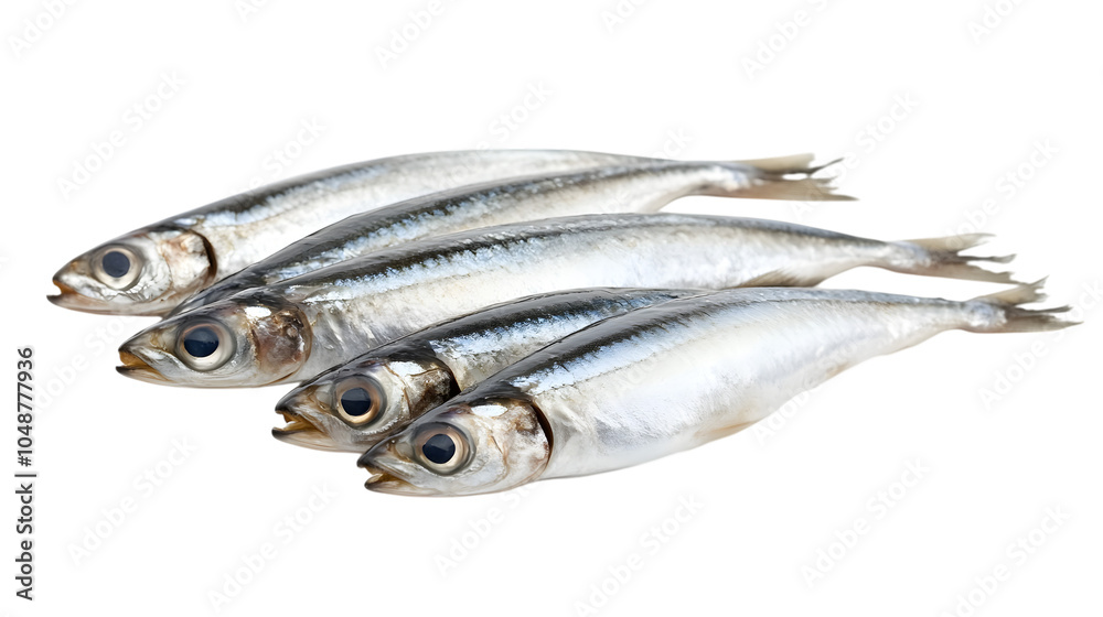 Anchovy on transparent background, isolated on white background Anchovy on transparent background, isolated on white background