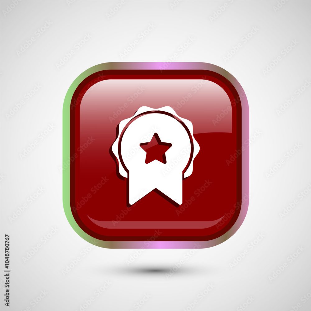 Fototapeta premium Award icon design illustration, Winning icon, Champion symbol, Red color square button design