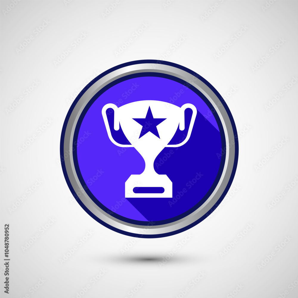 Award icon design illustration, Winning icon, Champion symbol, Blue shadow button design