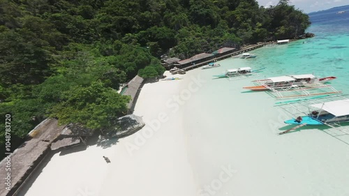 FPV aerial video over Banul beach in Coron in the Philippines photo