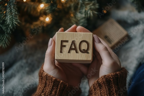 FAQ Block on Cozy Background with Christmas Lights