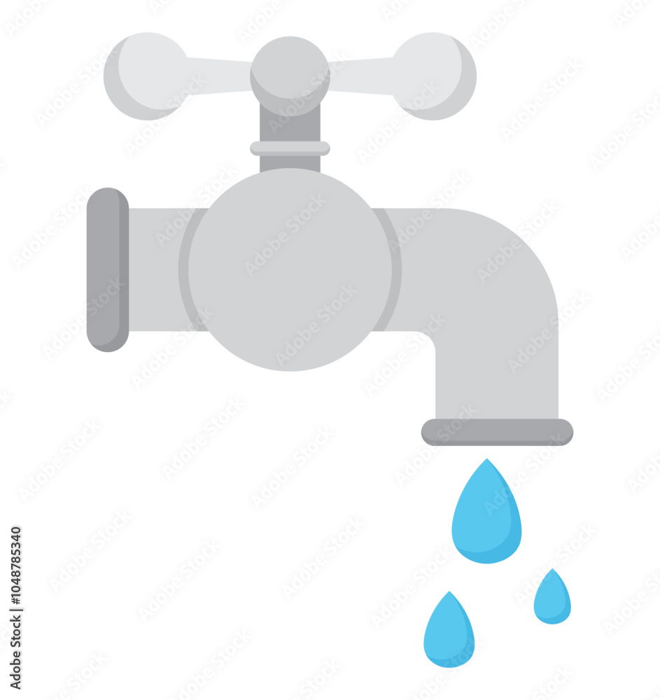 Tap with water drop clipart flat illustration Tap with water drop clipart flat illustration