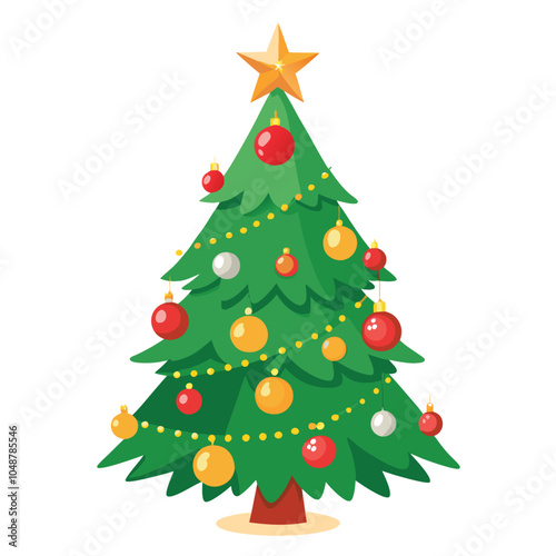 Christmas tree vector illustration Isolated white background.