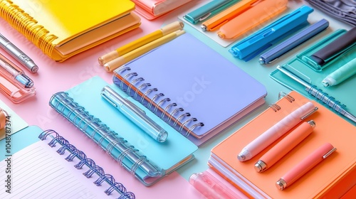 Colorful Assortment of Flat Lay Stationery Items photo