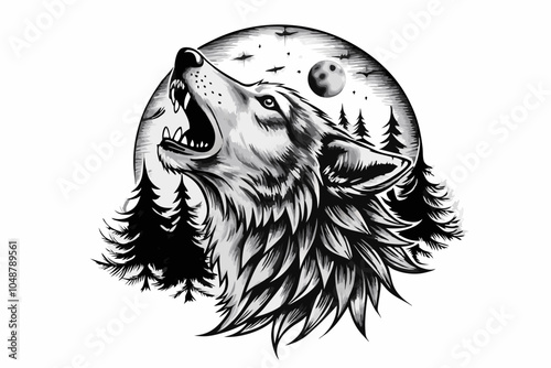 Wild Wolf Silhouette Design