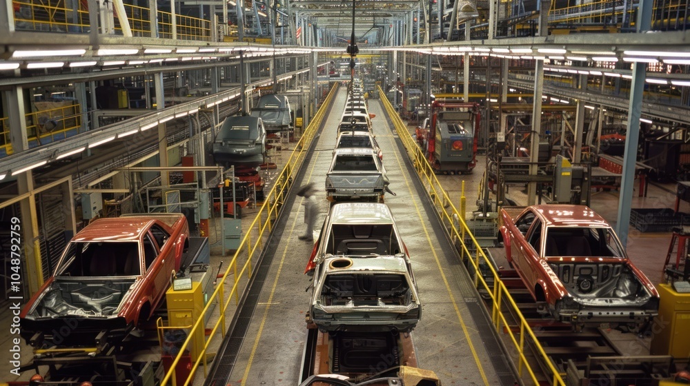Car Assembly Line in a Factory Car Assembly Line in a Factory