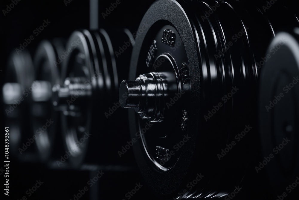 Fototapeta premium Dark Gym Scene with Weightlifting Equipment
