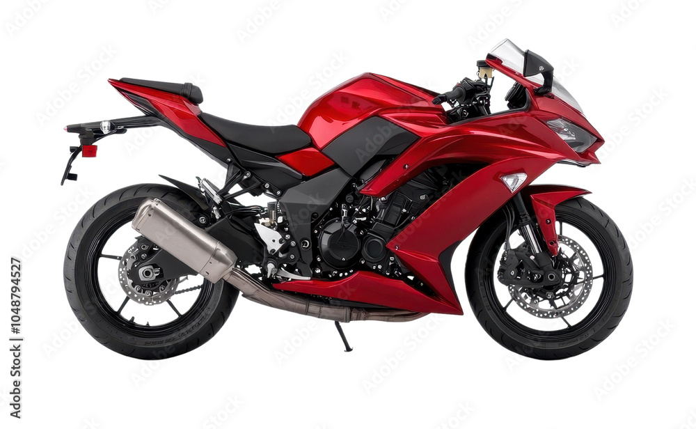 Fototapeta premium Sporty red motorcycle, white isolate background