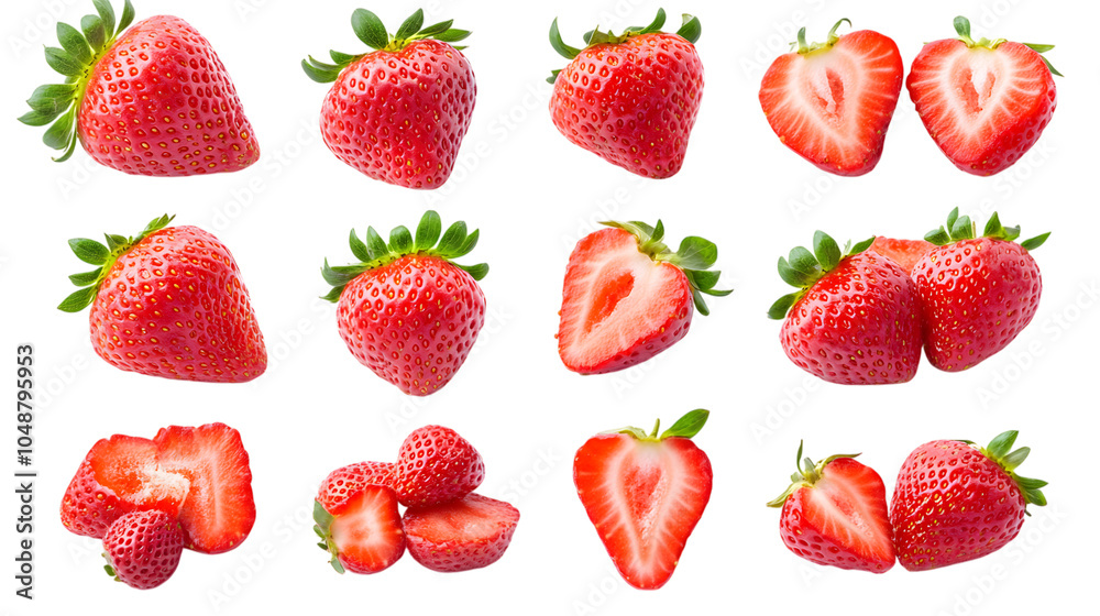 Set of strawberries, isolated on white background Set of strawberries, isolated on white background