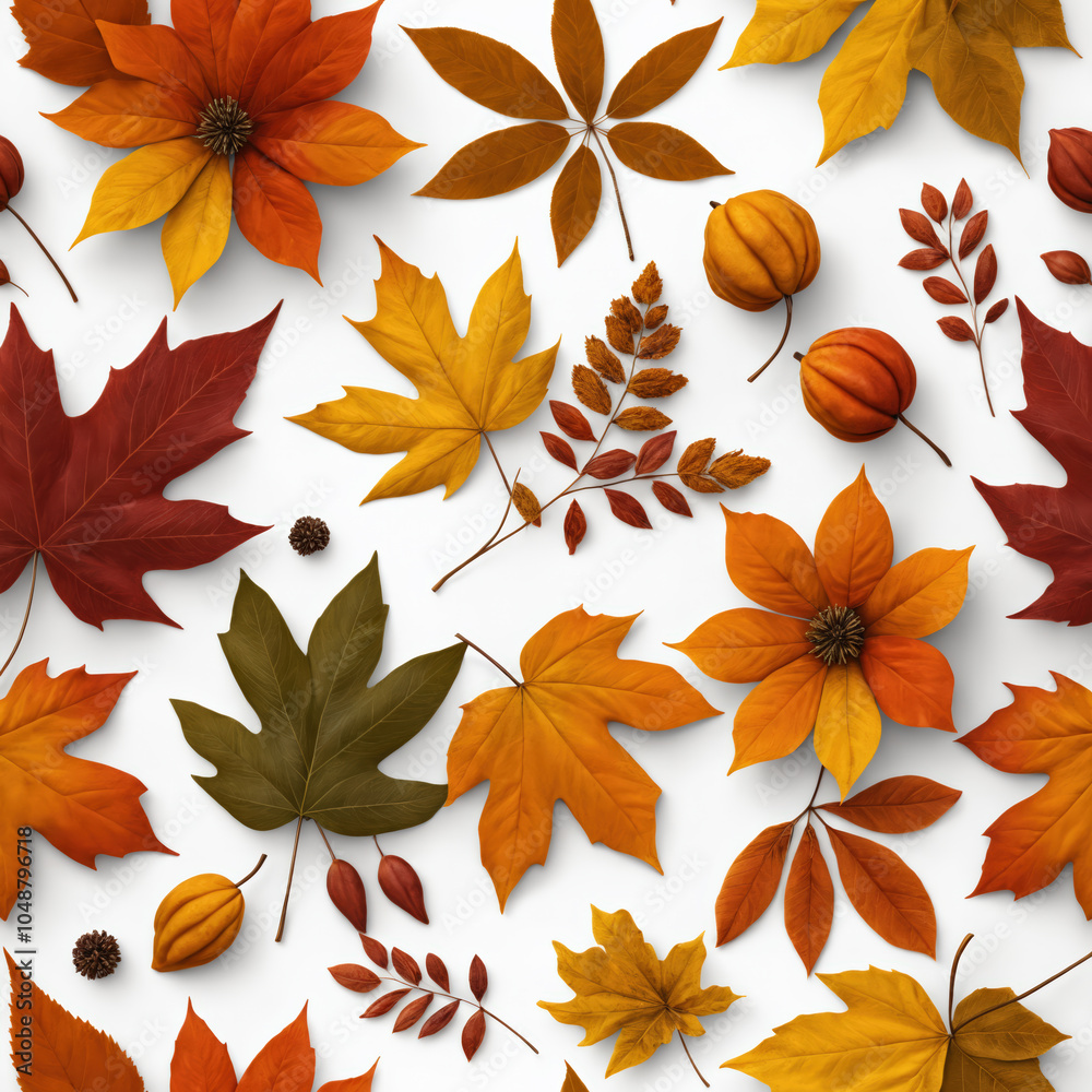 Fototapeta premium Seamless background with autumn lives.