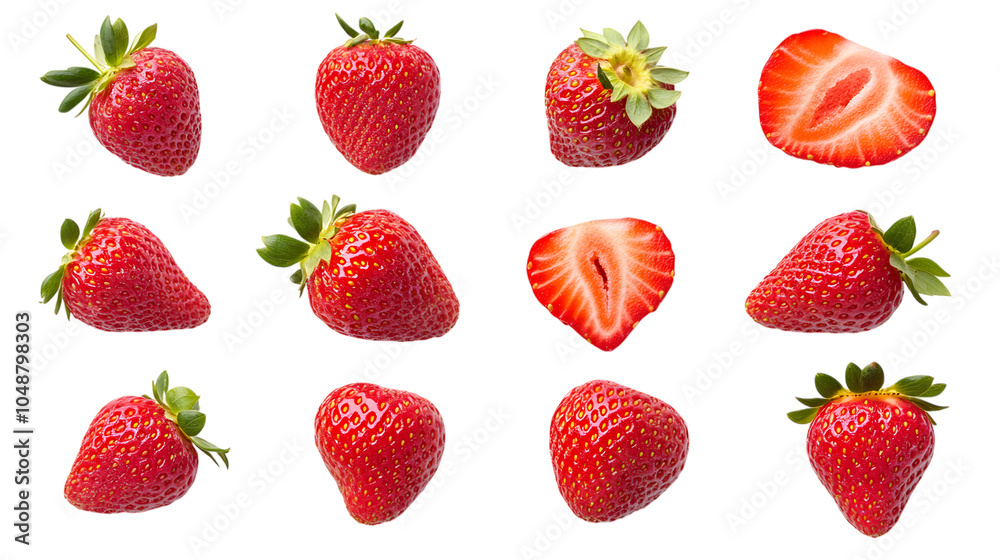 Set of strawberries, isolated on white background Set of strawberries, isolated on white background