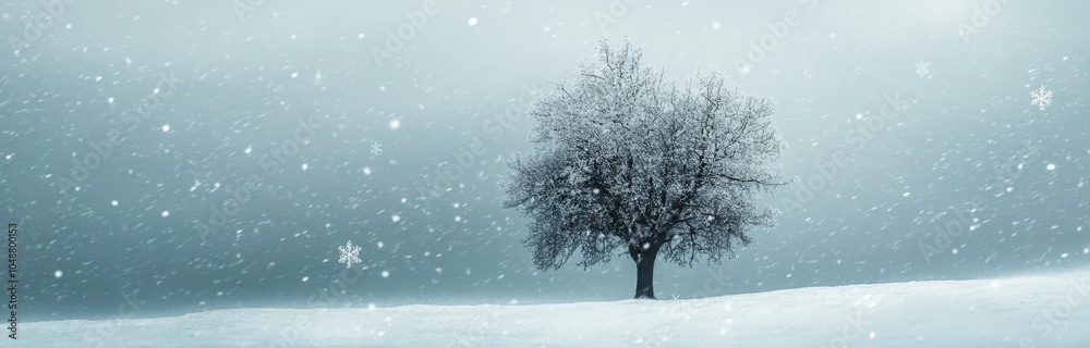 Lone tree in snowy winter landscape Lone tree in snowy winter landscape