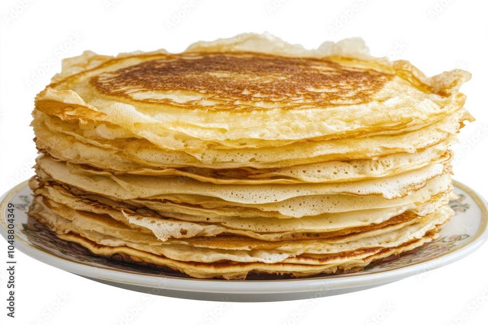 Stack of Golden Delicious Pancakes on Plate Stack of Golden Delicious Pancakes on Plate