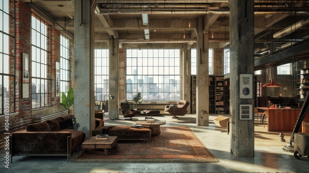 Industrial Loft Apartment With City View and Modern Furniture Industrial Loft Apartment With City View and Modern Furniture