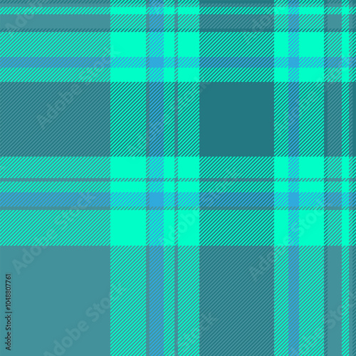 Editable texture vector tartan, intense pattern background seamless. Unique fabric plaid check textile in cyan and bright colors.