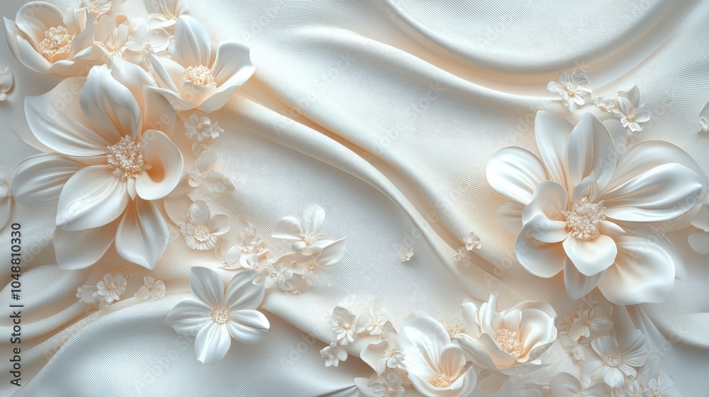 Intricate floral patterns set against a silky backdrop. Stunning composition for 3D wallpaper designs, soft and elegant. Intricate floral patterns set against a silky backdrop. Stunning composition for 3D wallpaper designs, soft and elegant.