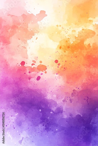 Aquarella splash painted on white with orange, pink, purple, and blue hues photo