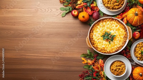 Retro family gathering around a Thanksgiving feast