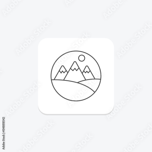 Hill Station icon, station, travel, nature, mountain thinline icon, editable vector icon, pixel perfect, illustrator ai file