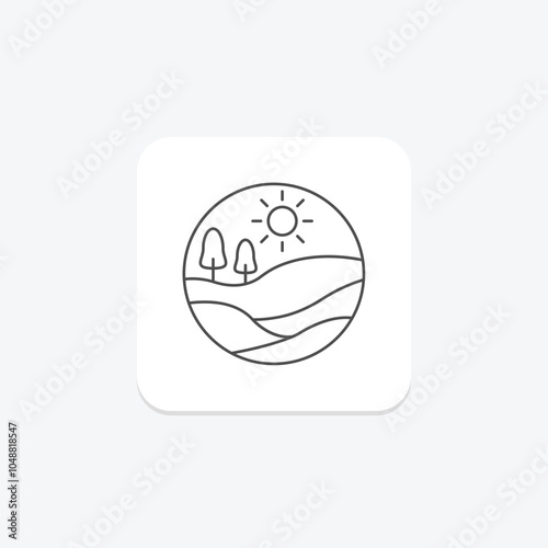 Hill Landscape icon, landscape, nature, mountain, view thinline icon, editable vector icon, pixel perfect, illustrator ai file
