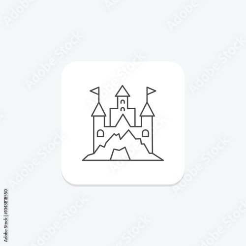 Hilltop icon, peak, mountain, nature, view thinline icon, editable vector icon, pixel perfect, illustrator ai file