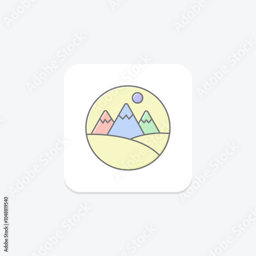 Hill Station icon, station, travel, nature, mountain lineal color icon, editable vector icon, pixel perfect, illustrator ai file