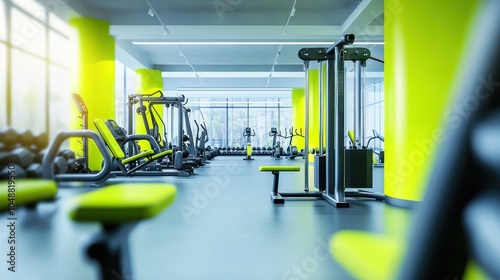 Modern Gym Interior with Bright Yellow Accents photo