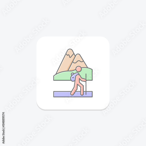 Travel Hill Station icon, hill, station, vacation, nature lineal color icon, editable vector icon, pixel perfect, illustrator ai file