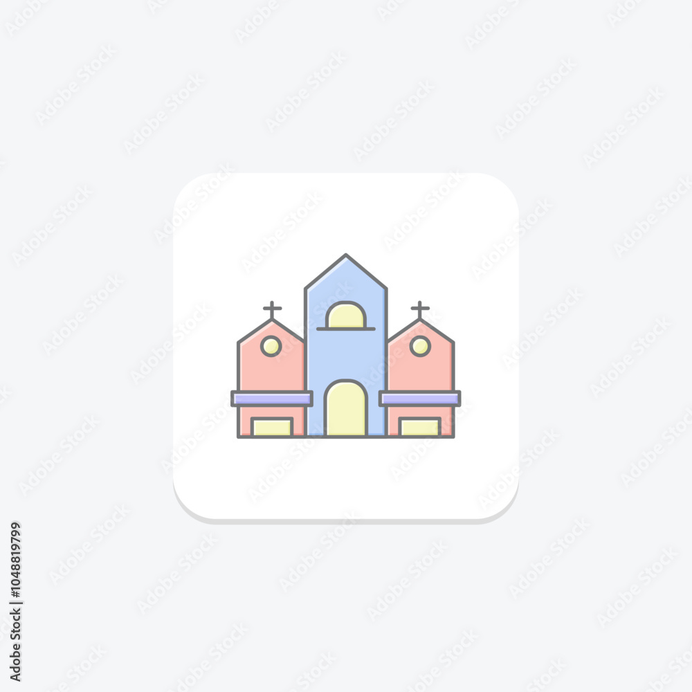 Old Church icon, church, architecture, historic, religion lineal color icon, editable vector icon, pixel perfect, illustrator ai file Old Church icon, church, architecture, historic, religion lineal color icon, editable vector icon, pixel perfect, illustrator ai file