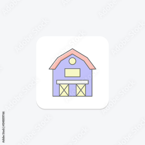 Farmhouse icon, home, rural, nature, rustic lineal color icon, editable vector icon, pixel perfect, illustrator ai file