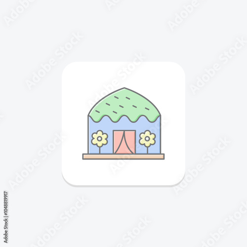 Trekker Hut icon, hut, shelter, nature, mountain lineal color icon, editable vector icon, pixel perfect, illustrator ai file