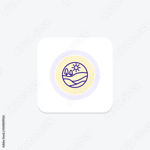 Hill Landscape icon, landscape, nature, mountain, view color circle icon, editable vector icon, pixel perfect, illustrator ai file
