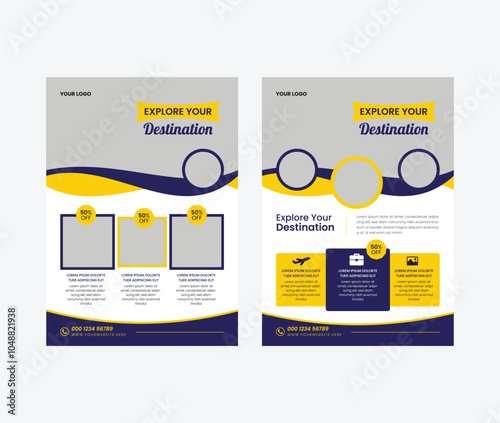 Travel and Tourism Business Marketing Banner. Travel writing including well-known global places, template
