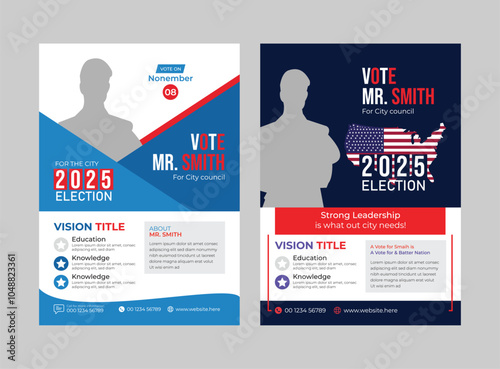 political election flyer template. Vector premium editable flyer leaflet layout for a voting campaign poster design. Illustrator eps 10 vector
