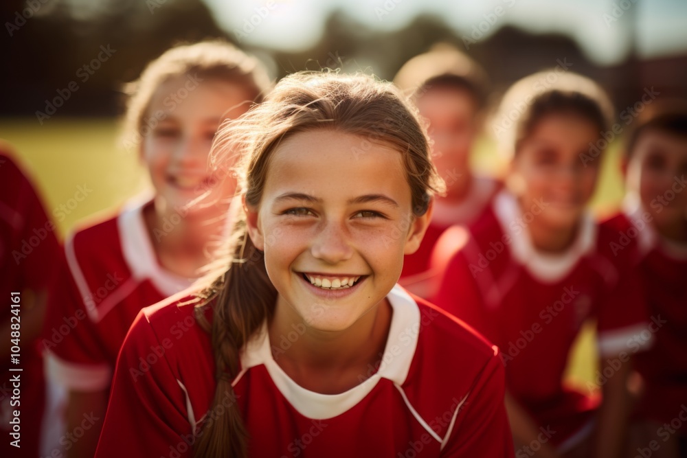 Portrait of a young girls school soccer team Portrait of a young girls school soccer team