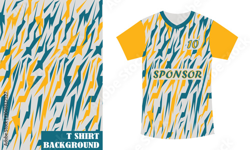 Sublimation t shirt design mockup thunder textile abstract pattern cycling cricket soccer basketball rideshare tournament jersey design vector editable with mockup