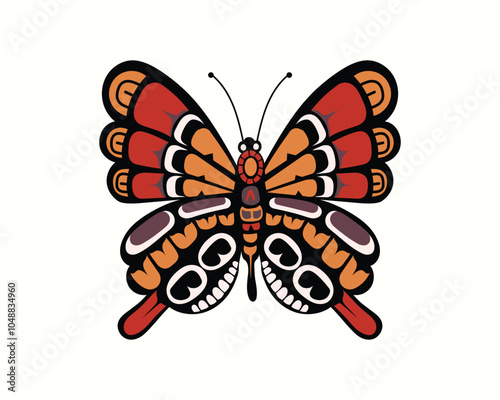 hand drawn  Native Butterfly symbolizes transformation, metamorphosis, beauty, balance, and grace