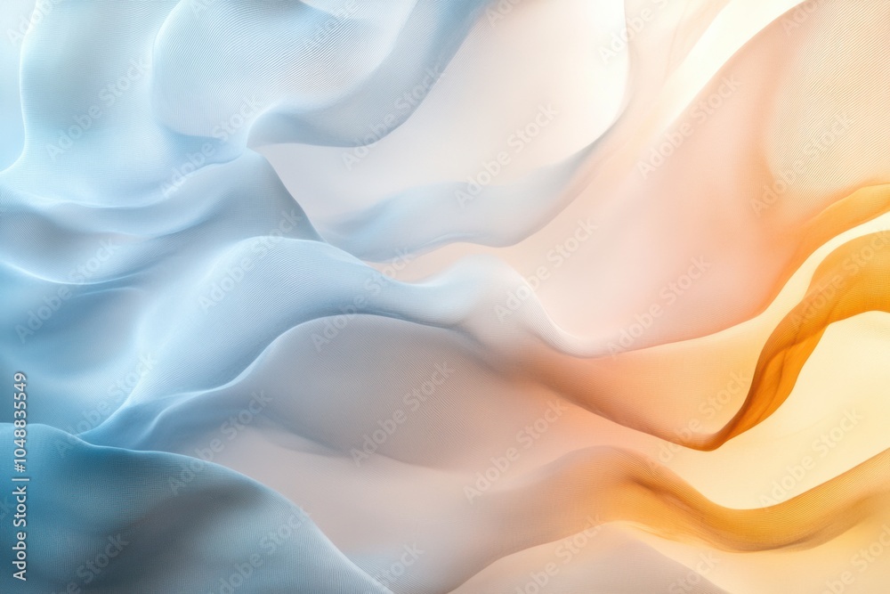 Fototapeta premium Flowing, curvaceous abstract shapes in pastel colors that create a sense of movement, soft lighting, dreamlike atmosphere, visually soothing