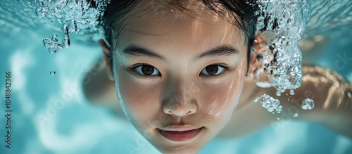 Young Asian girl practicing...