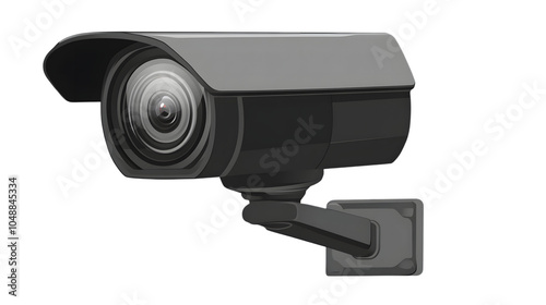 Surveillance camera on transparent background, isolated on white background