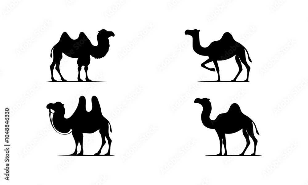 Naklejka premium Camel simple silhouettes set in black and white