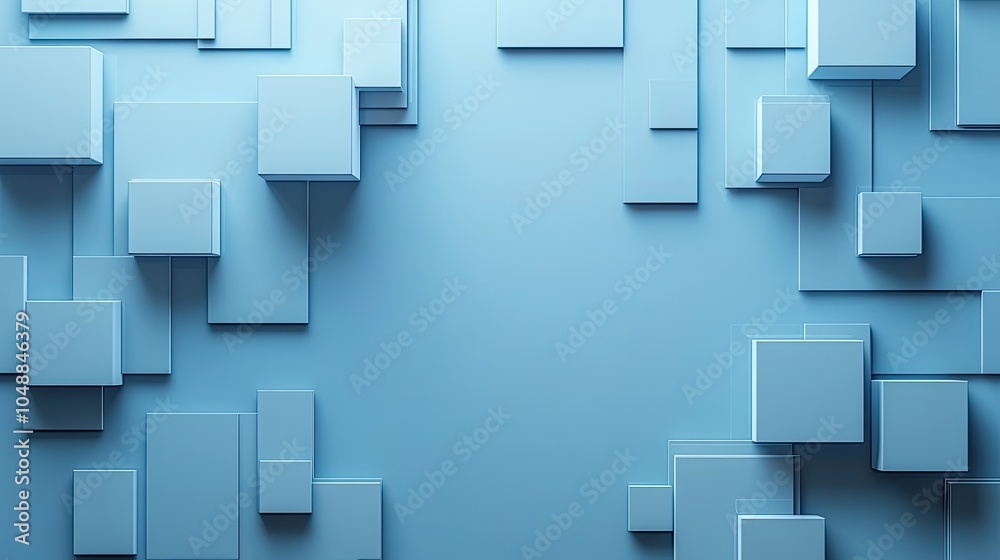 Abstract blue geometric background with copy space in the center.