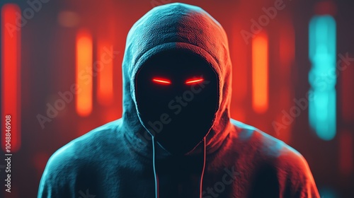 A hacker in a hoodie blending into the shadows as key digital infrastructures fall one by one, Silent coup over digital infrastructure, cyber sabotage concept photo