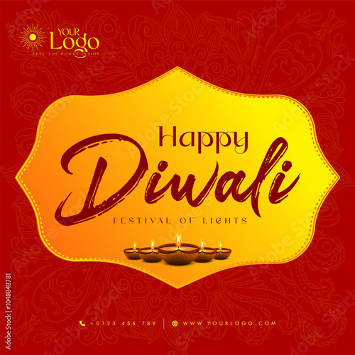 Happy Diwali post design, greetings banner design