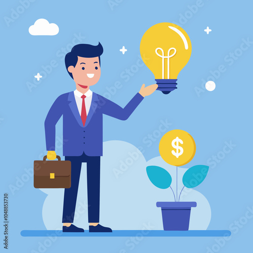 business man with idea bulb