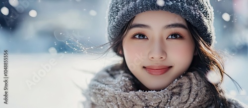 Snowy winter portrait of a ...