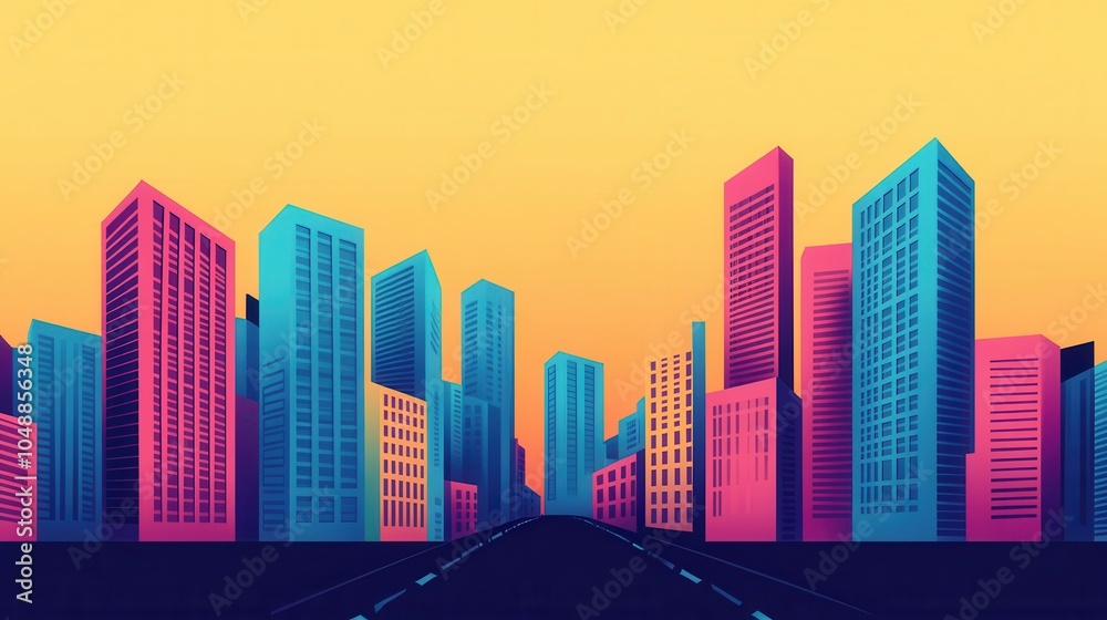 Vibrant City Street at Sunset Vibrant City Street at Sunset