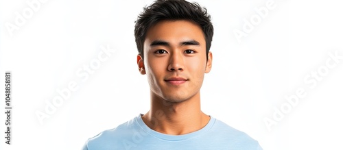 Young Asian man wearing a p...