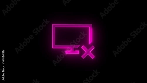 Disconnect display stroke icon glowing neon animation, Neon symbol icon animation photo